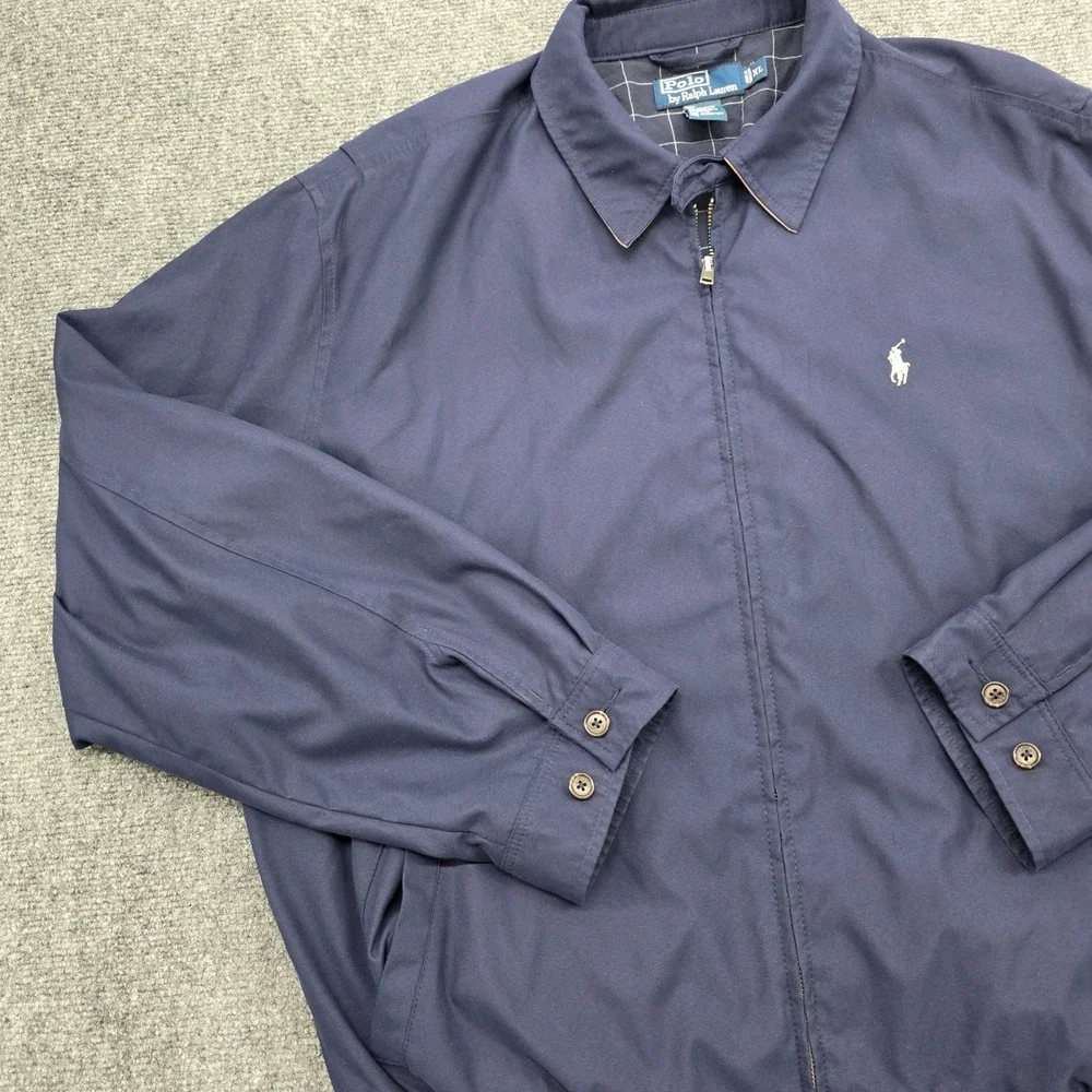 Vintage Polo Ralph Lauren Harrington Biswing Jacket Mens XL Navy Blue Lined Y2K
